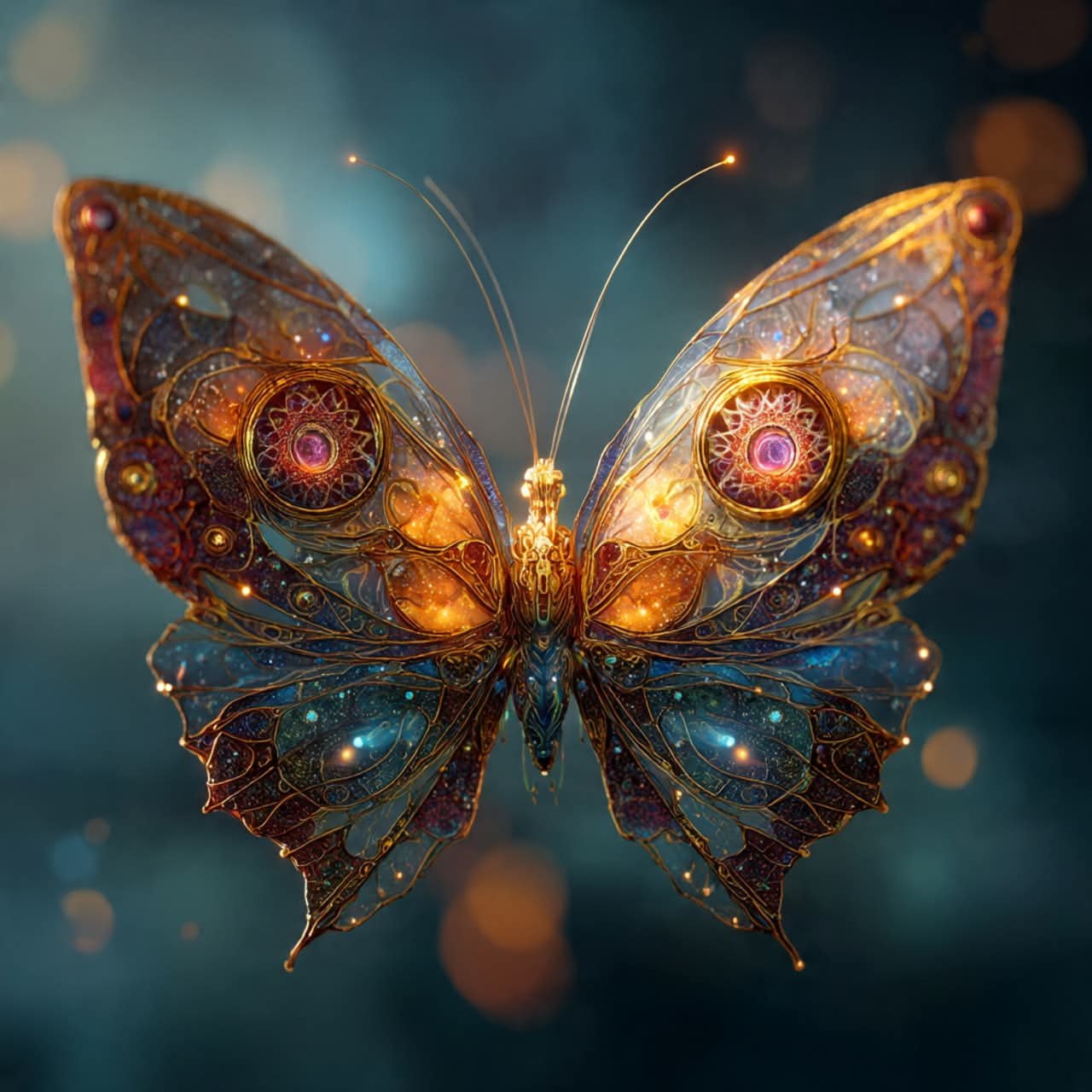 Amber Lantern Butterfly — original artwork
